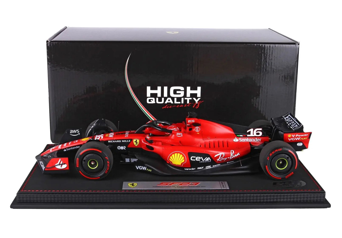 BBR 1/18 Ferrari SF-23 Bahrain GP 2023 C. Leclerc LE of 200 pieces - Racing Model Shop