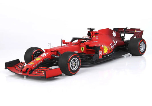 BBR 1/18 Ferrari SF21 GP Italy e dell Emilia Romagna C. Leclerc Red Soft Tyres - Racing Model Shop