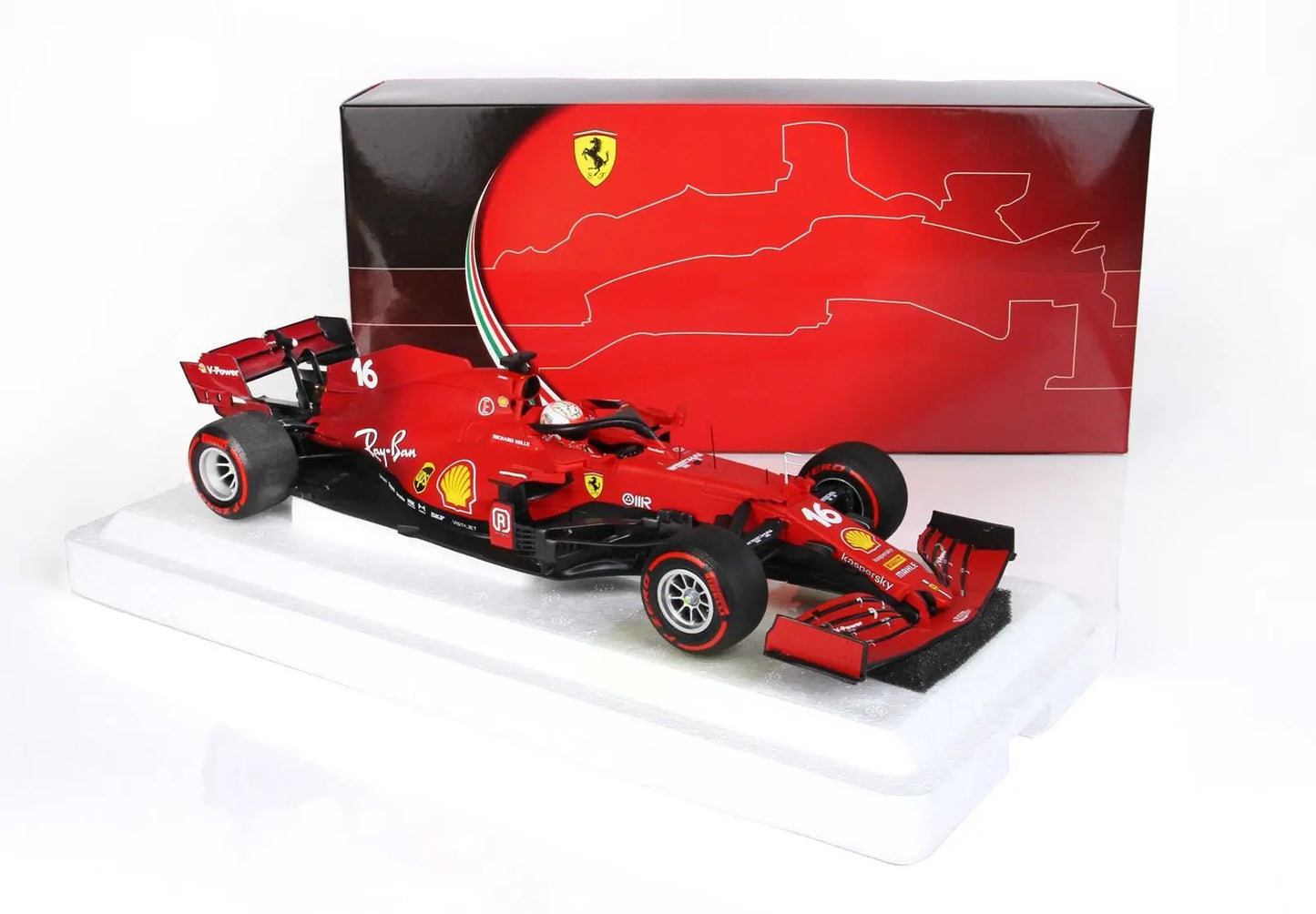 BBR 1/18 Ferrari SF21 GP Italy e dell Emilia Romagna C. Leclerc Red Soft Tyres - Racing Model Shop