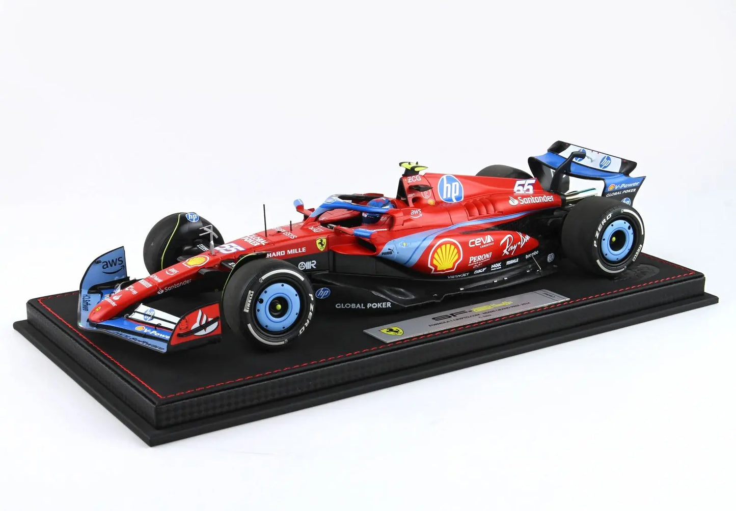 BBR 1/18 Ferrari SF24 GP USA Miami 2024 - Luxury pack Azzurro Special Livery Sainz #BBR241855BDIE - Racing Model Shop