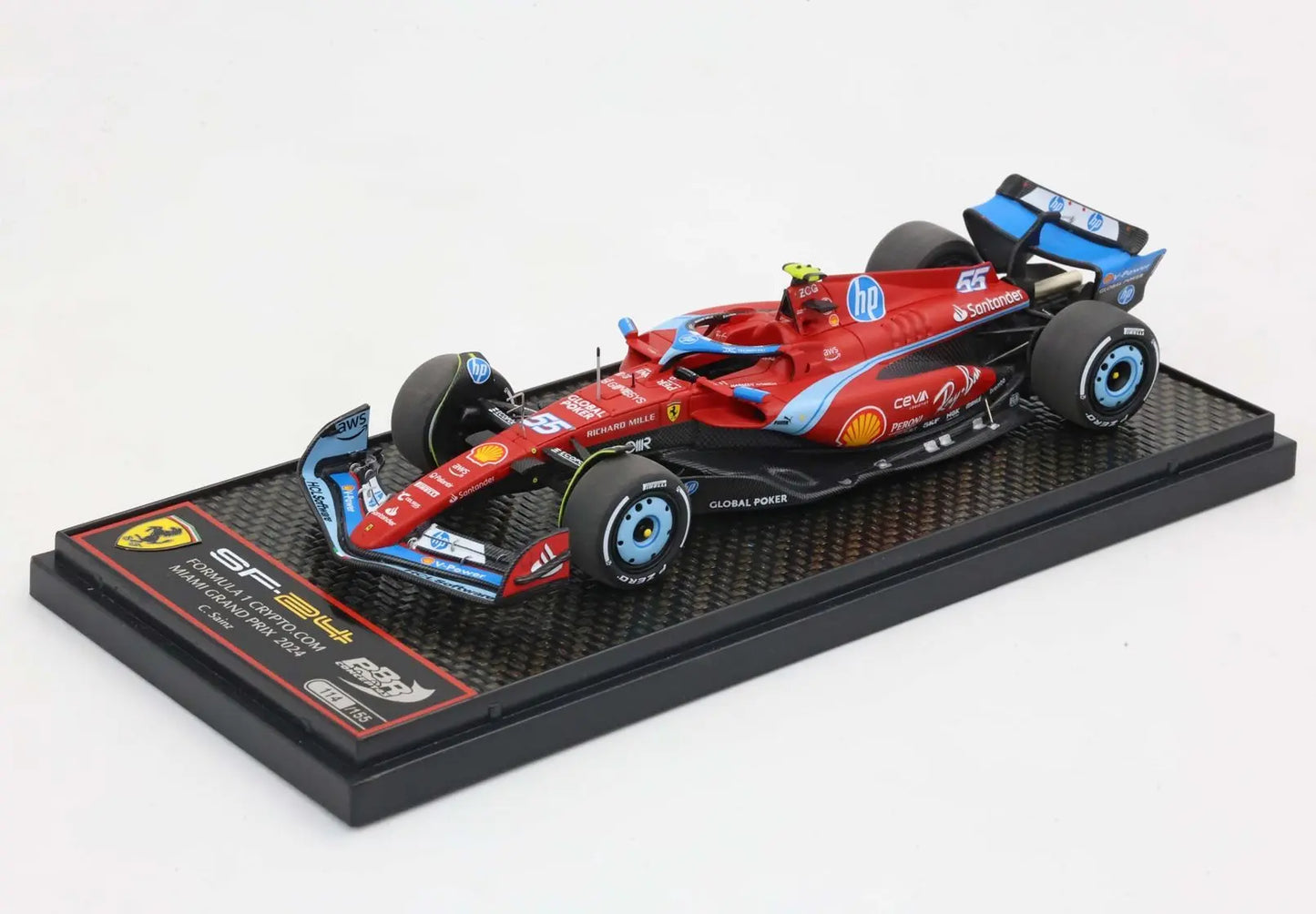 BBR 1/43 Ferrari SF24 GP USA Miami 2024 Azzurro Special Livery C Sainz BBRC301B - Racing Model Shop