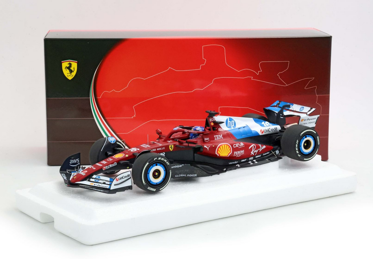 BBR Models 1/18 Ferrari SF25 F1 Miami GP Special Livery Charles Leclerc - Polyfoam Box