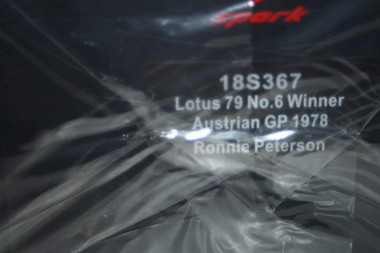 Sparkmodels 1/18 Lotus 79 No.6 Winner Austrian GP 1978 Ronnie Peterson