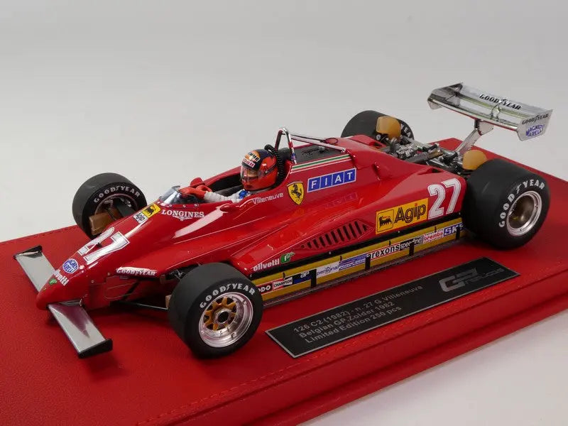 GP Replicas 1/18 Ferrari F1 126C2 #27 Belgium Zolder GP Belgium - Last Qualification - (With Pilot Figure) 1982 Gilles Villeneuve GP Replicas