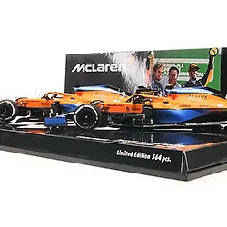 Minichamps 2 car set Mclaren Mcl35m 1-2 Finish Ricciardo/Norris Italian Gp 2021