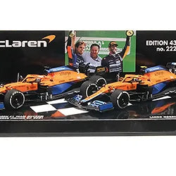 Minichamps 2 car set Mclaren Mcl35m 1-2 Finish Ricciardo/Norris Italian Gp 2021