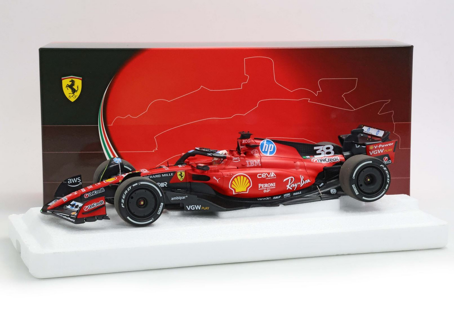 BBR Models 1/18 Ferrari SF-23 Fiorano Test 2025 #38 Zhou Guanyu Polyfoam Pack