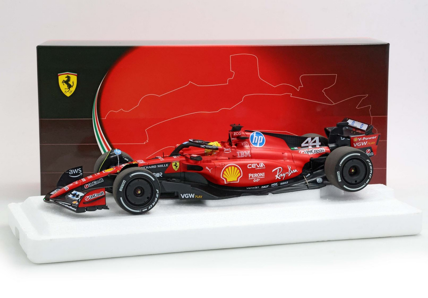 BBR Models 1/18 Ferrari SF-23 Fiorano Test 2025 Lewis Hamilton Polyfoam Pack