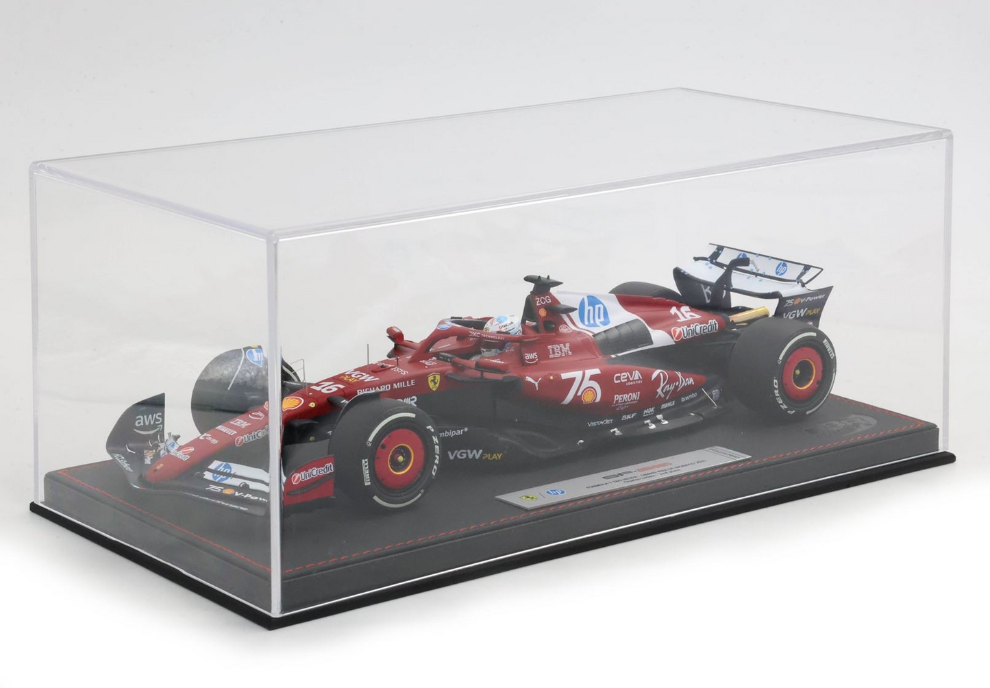 BBR Models 1/18 Ferrari SF-25 Monaco Livery For 75 Years With Shell Charles Leclerc 2nd Place Luxury Pack