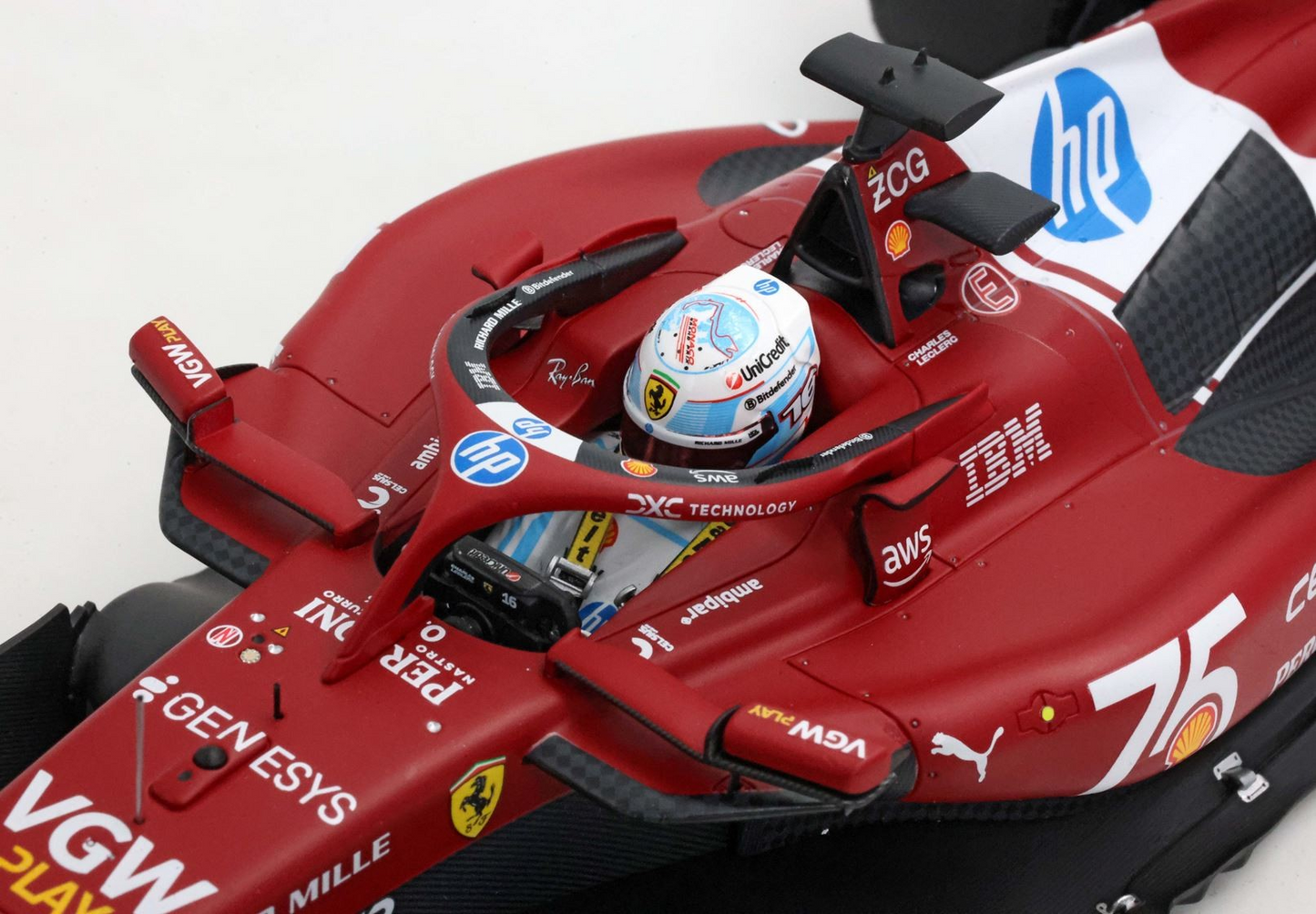 BBR Models 1/18 Ferrari SF-25 Monaco Livery For 75 Years With Shell Charles Leclerc 2nd Place Luxury Pack
