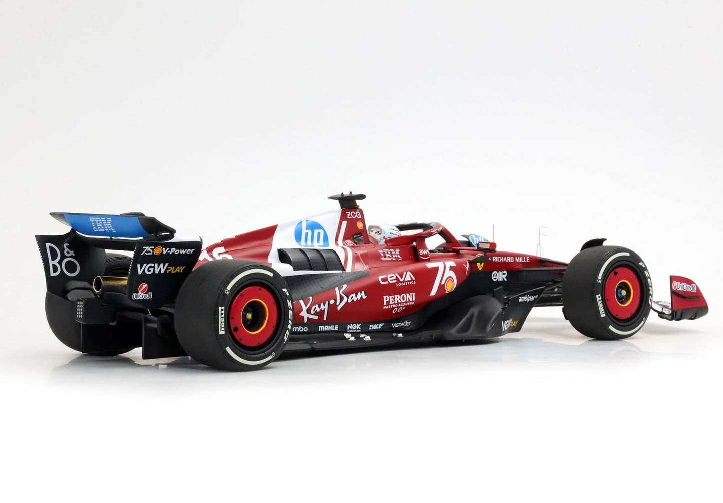 BBR Models 1/18 Ferrari SF-25 Monaco Livery For 75 Years With Shell Charles Leclerc 2nd Place Luxury Pack