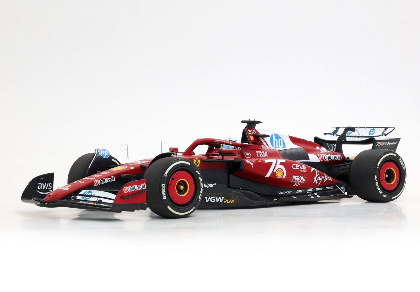 BBR Models 1/18 Ferrari SF-25 Monaco Livery For 75 Years With Shell Charles Leclerc 2nd Place Luxury Pack