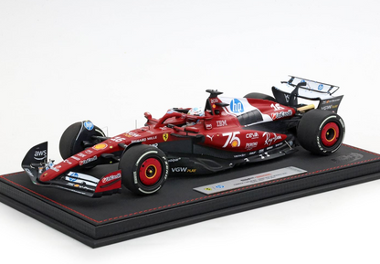BBR Models 1/18 Ferrari SF-25 Monaco Livery For 75 Years With Shell Charles Leclerc 2nd Place Luxury Pack