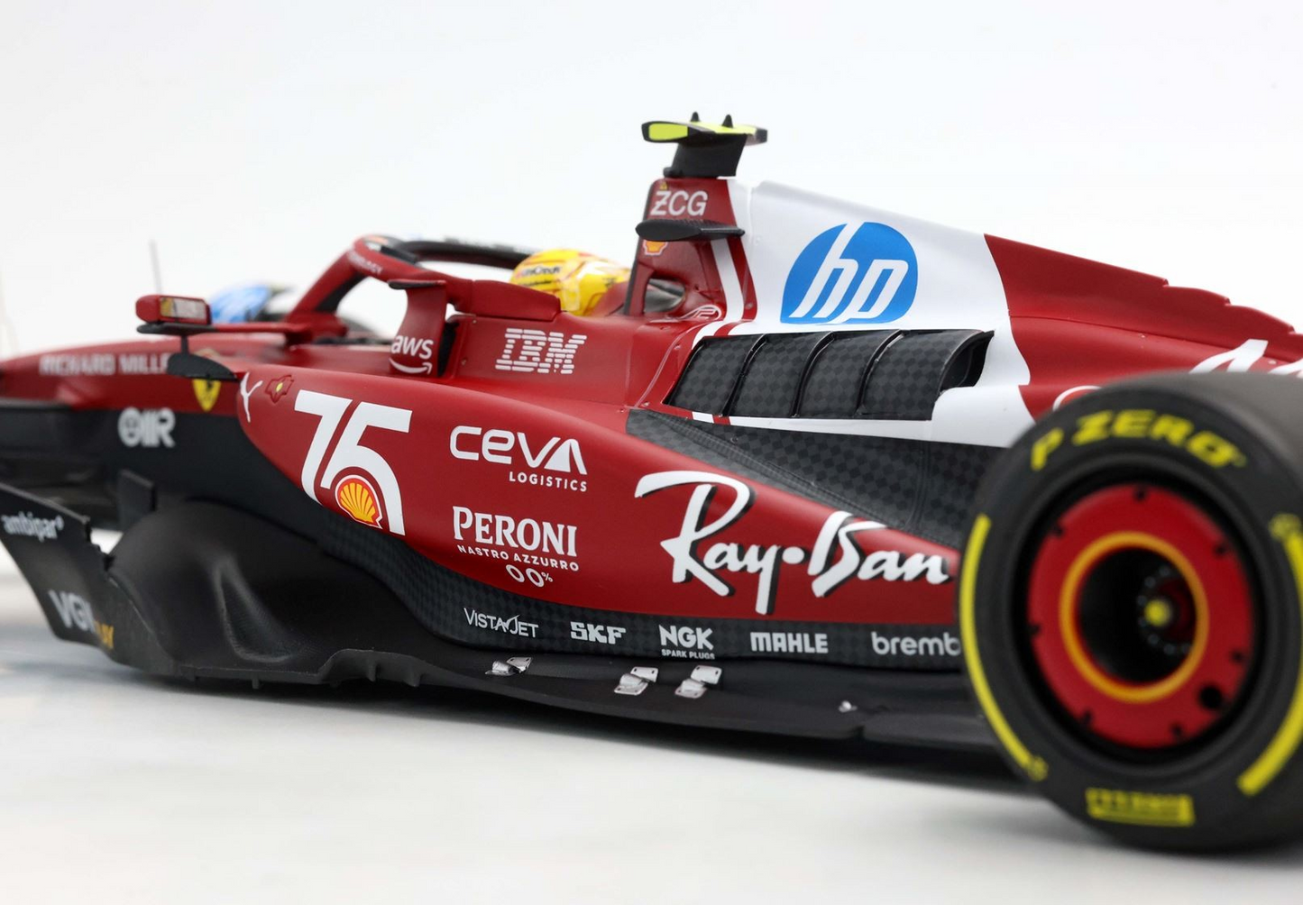 BBR Models 1/18 Ferrari SF-25 Monaco Livery For 75 Years With Shell Lewis Hamilton Luxury Pack