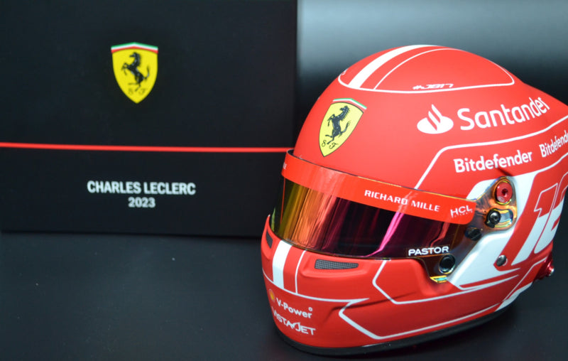 Charles Leclerc 2023 season 1/2 scale helmet from Bell Helmets