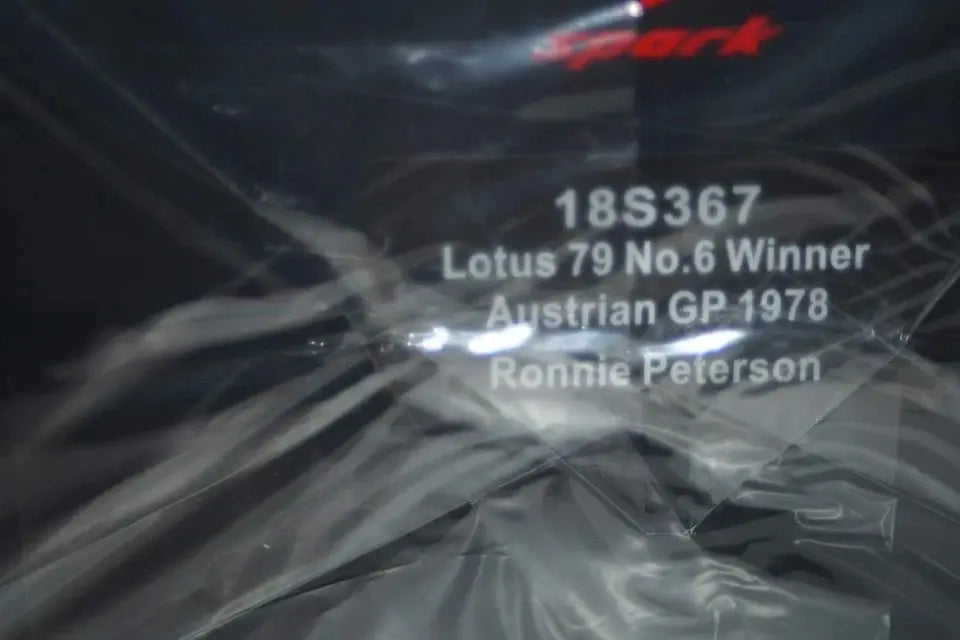 Sparkmodels 1/18 Lotus 79 No.6 Winner Austrian GP 1978 Ronnie Peterson Sparkmodel