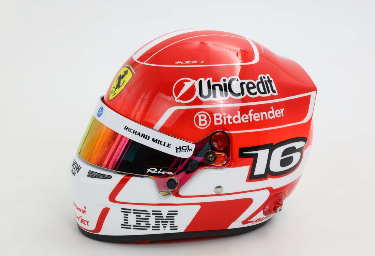 Charles Leclerc Mini Helmet 2025 season 1/2 scale helmet produced by Bell Helmets    #CL2025