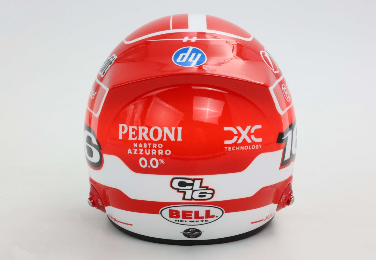 bell half scale helmets Charles Leclerc 2025 Season Bell Mini Helmet — 1:2 Scale – Racing Model Shop