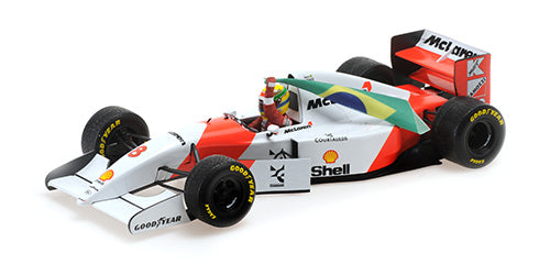 1/18 1993 McLaren MP4/8 #8 Ayrton Senna vainqueur du GP d'Europe avec drapeau